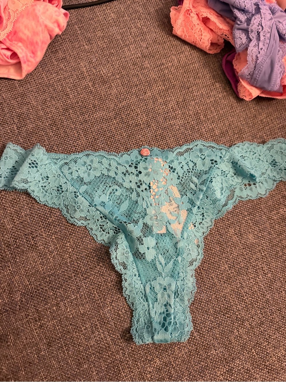 Victoria's Secret Aqua Blue Lace dream angels Thong